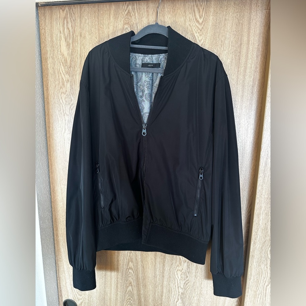 Jeff-The Baltic Nylon Bomber Jacket Mens Size Medium Black MSRP $298